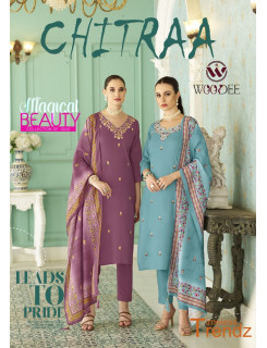 Woodee Chitra Kurti Palazzo Set With Dupatta Catalog at Wholesale Rate