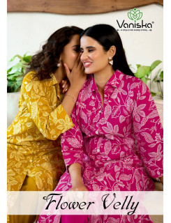 Vaniska Flower Velly Kurtis With Bottom Catalog at Wholesale Rate