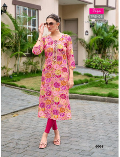 Diya Trends Straight Rayon Kurti Size Set at Wholesale Rate