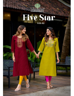 Vaniska Five Star Vol 2 Embroidery Kurti Catalog at Wholesale rate