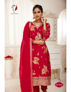 Anju Fabrics Red Meena Readymade Dress Size Set at Wholesale Rate Anju Fabrics Red Meena Readymade Dress Size Set at Wholesale Rate