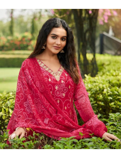 Anju Fabrics Bandhej Readymade Dress Size Set at Wholesale Rate