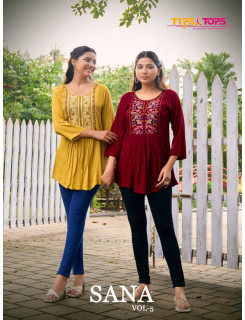Tips And Tops Sana Vol 5 Rayon Kurti Catalog at Wholesale Rate