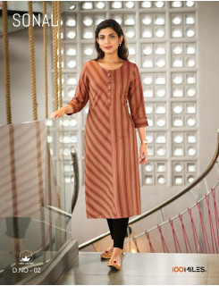 100 Miles Kurti Sonal Cotton Kurtis Catalog at Wholesale Rate