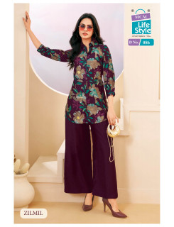 Mcm Lifestyle Zilmil Kurti Palazzo Set Catalog at Wholesale Rate