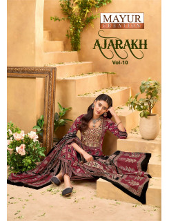 Mayur Creation Ajarakh Vol 10 Cotton Salwar Kameez Catalog at Wholesale Rate