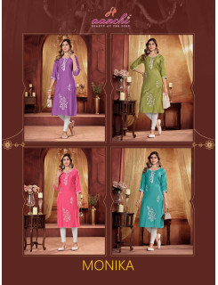 Aanchi Monika Embroidery Kurti Catalog at Wholesale Rate
