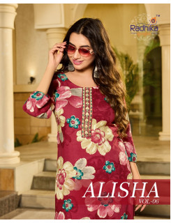 Radhika Lifestyle Alisha Vol 6 Rayon Kurti Catalog at Wholesale Rate