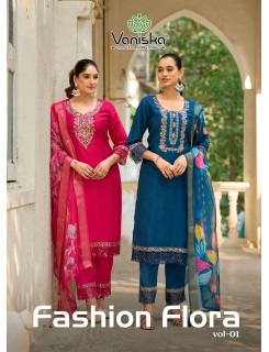 Vaniska Fashion Flora Embroidery Salwar Kameez Catalog at Wholesale Rate