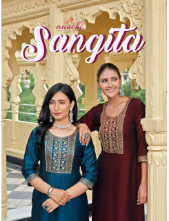 Aanchi Sangita Silk Kurtis Catalog at Wholesale Rate