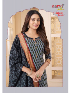 Aarvi Fashions Gadhwal Border Vol 10 Cotton Salwar Kameez Catalog at Wholesale Rate