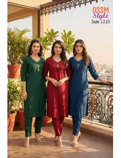 Ossm Style 1210 Cotton Kurtis With Bottom Size Set at Wholesale Rate