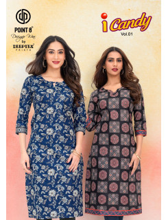 Deeptex Point 8 I Candy Cotton Kurtis Catalog at Wholesale Rate