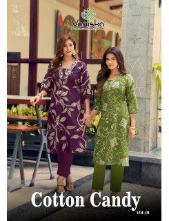 Vaniska Cotton Candy Kurtis With Bottom Catalog at Wholesale Rate