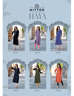 Mittoo Kurti Haya Rayon Kurtis Catalog at Wholesale Rate