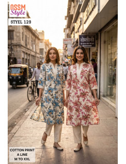 Ossm Style 129 Kurtis With Bottom Size Set at Wholesale Rate