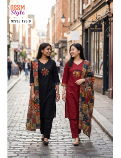 Ossm Style 176 Cotton Salwar Kameez Size Set at Wholesale Rate