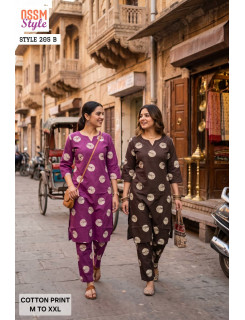 Ossm Style 205B Kurtis With Bottom Size Set at Wholesale Rate