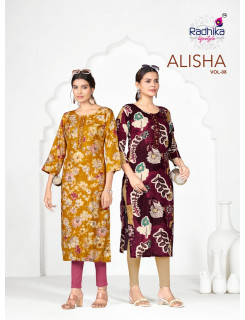 Radhika Lifestyle Alisha Vol 8 Rayon Kurti Catalog at Wholesale Rate