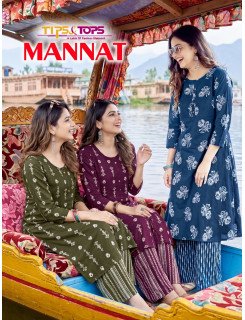 Tips And Tops Mannat Kurti Palazzo Set Catalog at Wholesale Rate