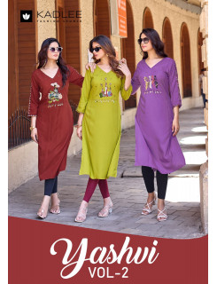 Kadlee Yashvi Vol 2 Rayon Kurti Catalog at Wholesale Rate