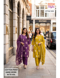 Ossm Style 222 Cotton Salwar Kameez Size Set at Wholesale Rate