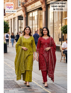 Ossm Style 262 Cotton Salwar Kameez Size Set at Wholesale Rate