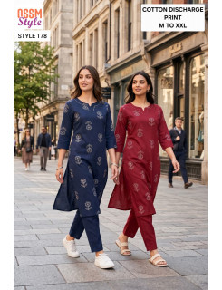 Ossm Style 178 Kurtis With Bottom Size Set at Wholesale Rate