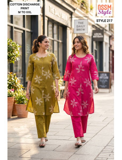 Ossm Style 217 Kurtis With Bottom Size Set at Wholesale Rate