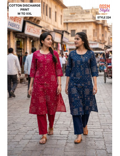 Ossm Style 224 Kurtis With Bottom Size Set at Wholesale Rate