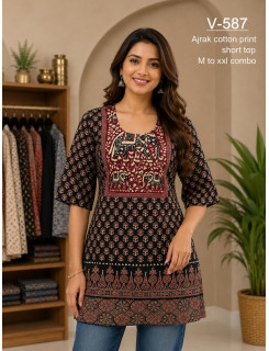 Aarvee Creation Ajrak Ladies Tops Size Set at Wholesale Rate