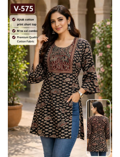 Aarvee Creation Ajrak Ladies Tops Size Set at Wholesale Rate