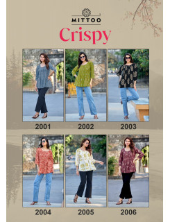 Mittoo Kurti Crispy Ladies Tops Catalog at Wholesale Rate Mittoo Kurti Crispy Ladies Tops Catalog at Wholesale Rate