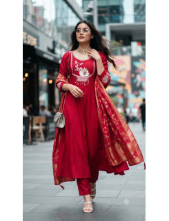 Aarvee Creation Chanderi Readymade Dress Size Set at Wholesale Rate