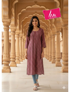 Liva Kurtis Reyon Printed Kurti Size Set at Wholesale Rate