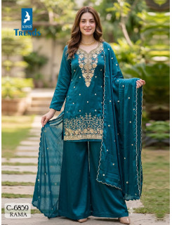 Kaya Trends Dno 6859 Kurti Palazzo Dupatta Set Size Set at Wholesale Rate