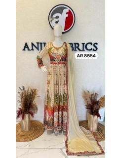 Anju Fabrics Dno Ar 8554 Anarkali Gowns With Dupatta Size Set at Wholesale Rate