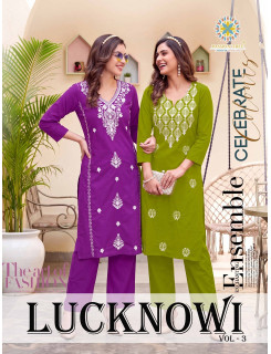 Passion Tree Lucknowi Vol 3 Kurti Palazzo Set Catalog at Wholesale Rate