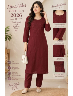 Aarvee Creation Ethnic Lucknowi Kurti Bottom Size Set at Wholesale Rate
