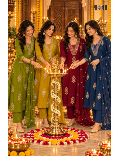 Pirohi Malaika Embroidery Salwar Kameez Size Set at Wholesale Rate