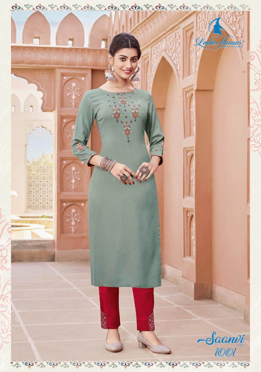 Ladies Flavour Saanvi Vol 4 Kurtis With Bottom collection 1