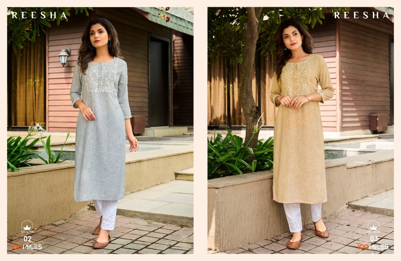 100Miles Reesha Cotton Kurtis Catalog collection 3