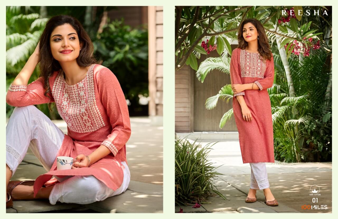 100Miles Reesha Cotton Kurtis Catalog collection 4