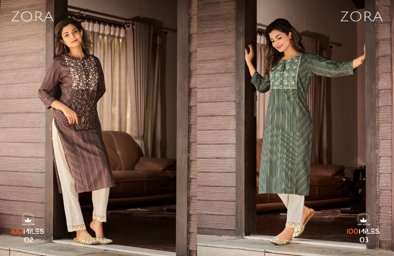 100Miles Zora Office Wear Kurtis Catalog collection 1