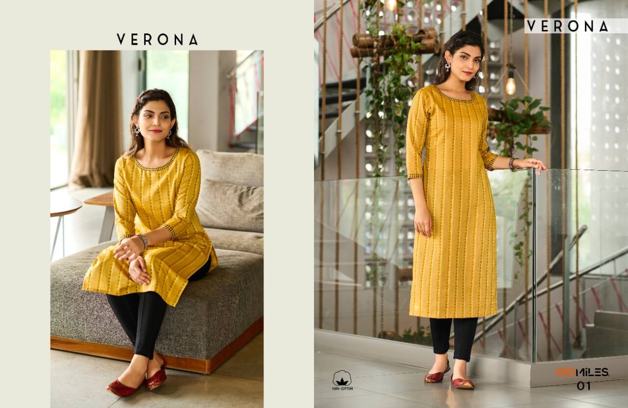 100Miles Verona Cotton Kurtis Catalog collection 1