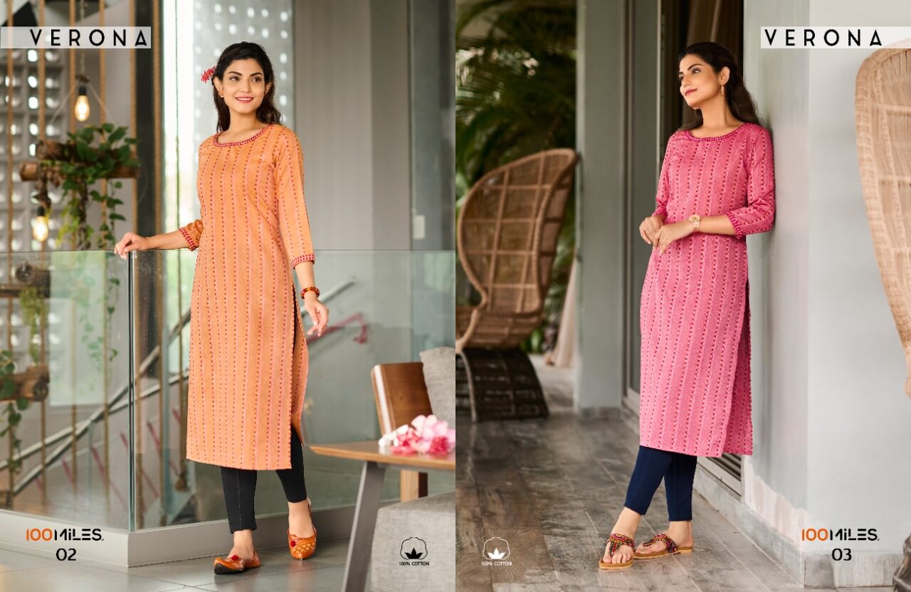 100Miles Verona Cotton Kurtis Catalog collection 3