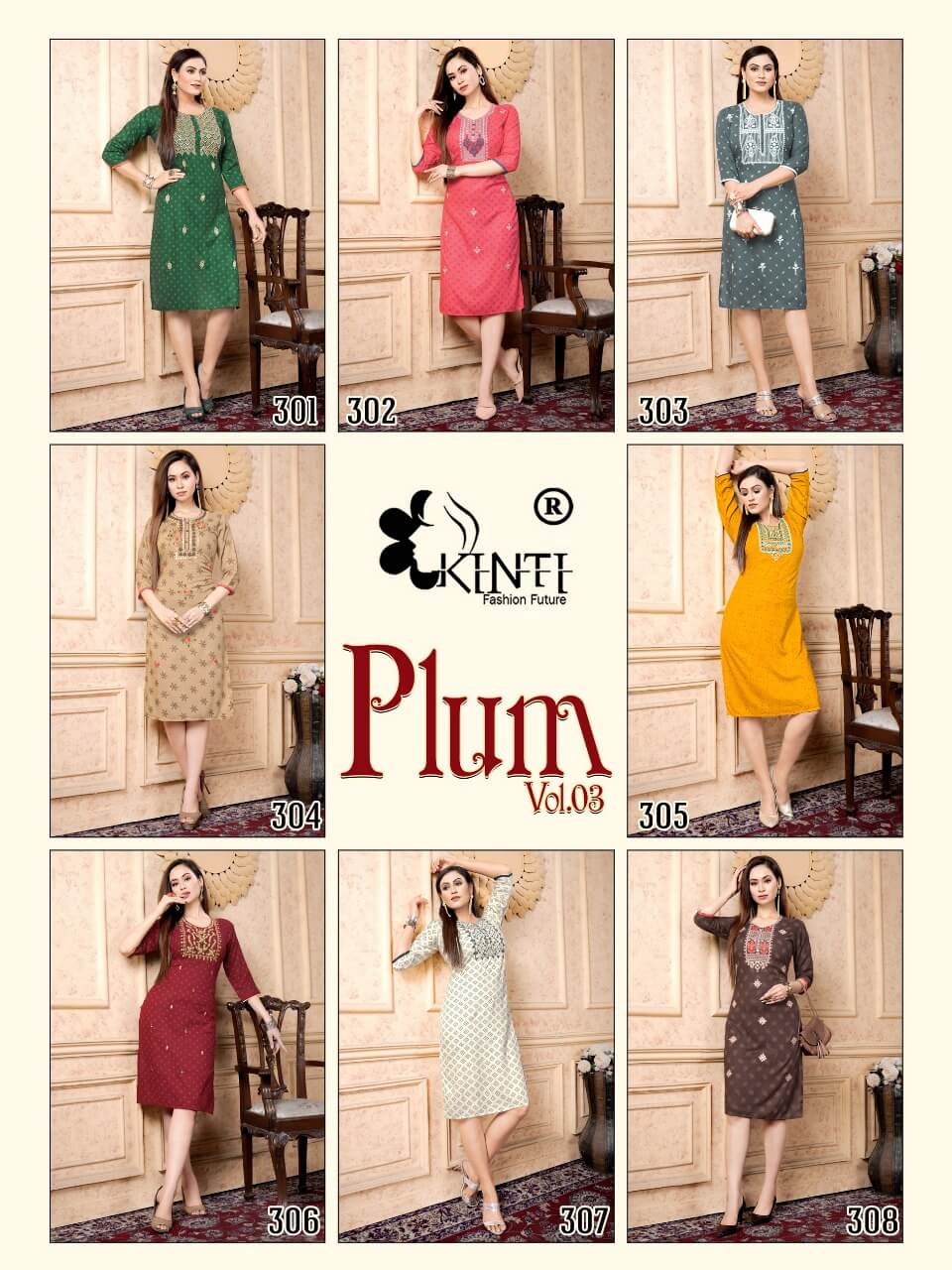 Kinti Plum vol 3 Printed Kurti Catalog collection 1