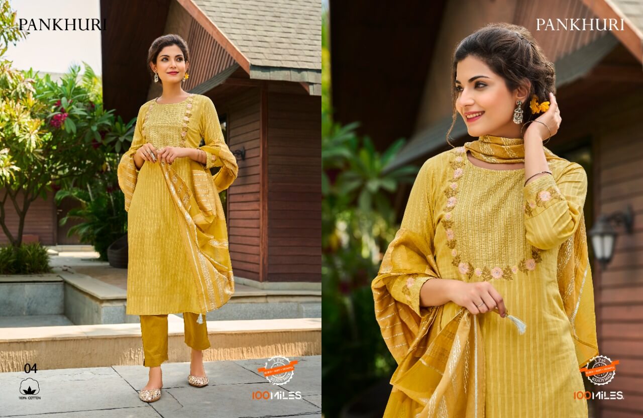 100Miles Pankhuri Cotton Salwar Kameez Catalog collection 2