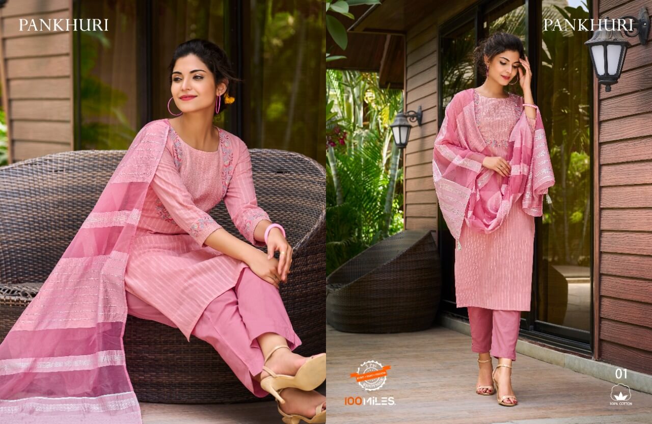 100Miles Pankhuri Cotton Salwar Kameez Catalog collection 3