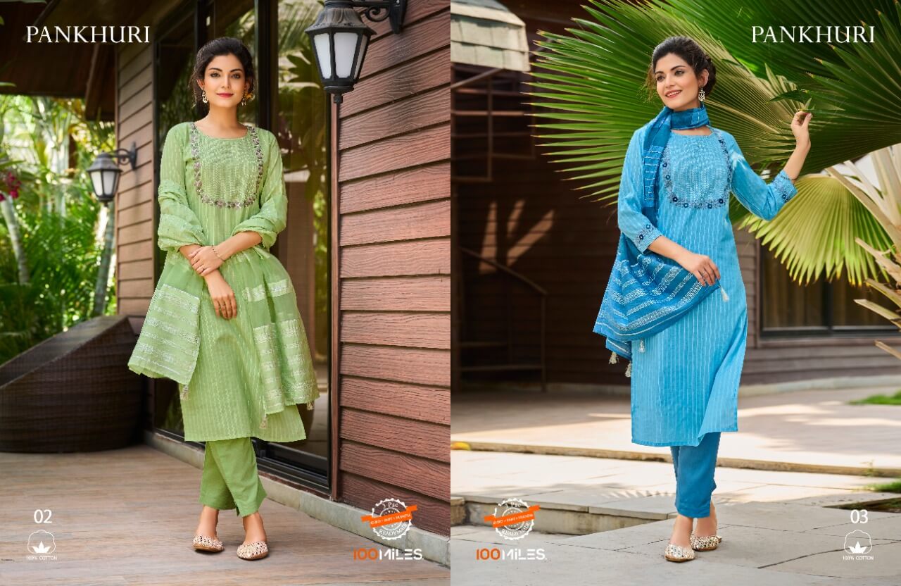 100Miles Pankhuri Cotton Salwar Kameez Catalog collection 4